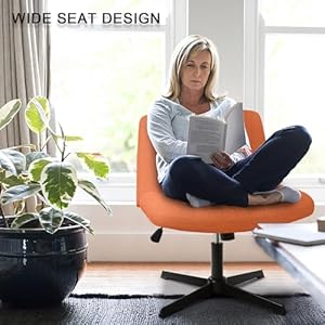 LEMBERI Fabric Padded Desk Chair No Wheels, Armless Wide Swivel Home Office Desk Chair,120° Rocking Mid Back Ergonomic Computer Task Vanity Chair for Office, Home, Make Up,Small Space (Brown) LEMBERI Fabric Padded Desk Chair No Wheels Armless Wide Swivel Home Office Desk Chair120 Rocking Mid Back Ergonomic Computer Task Vanity Chair for Office Home Make UpSmall Space Brown