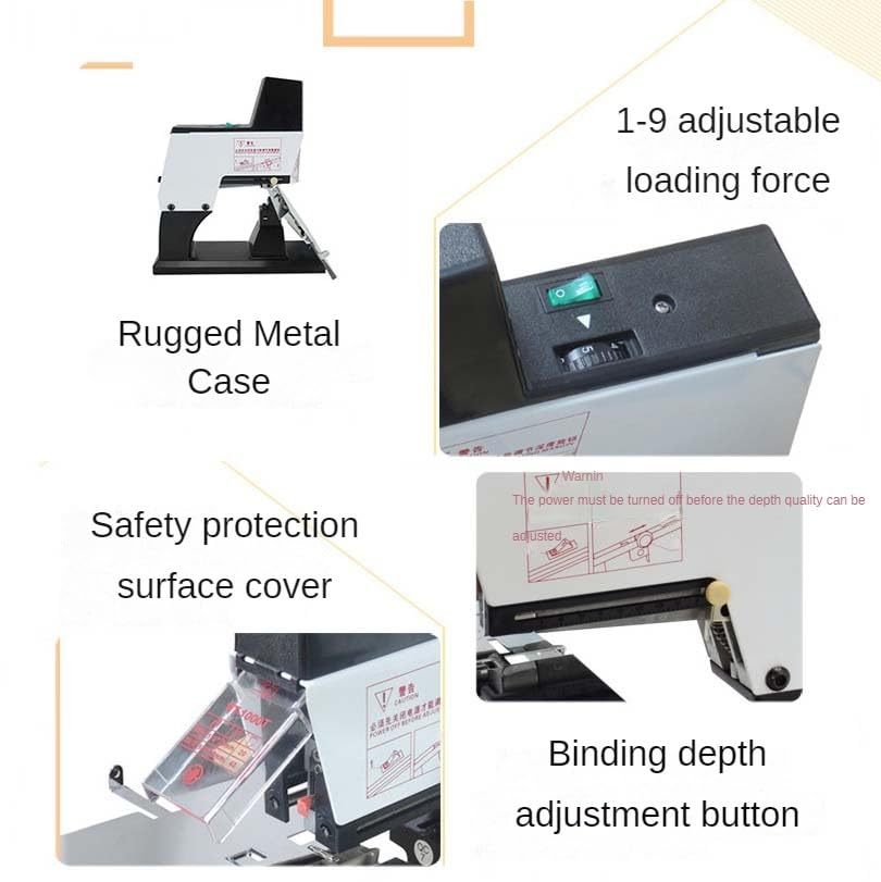 Machine à relier automatique à coutures plates – Force réglable et profondeur de reliure Agrafeuse électrique pour bureau et maison