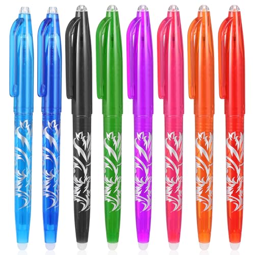 Hpmjz 8pcs Heat Erasable Pens for Fabric, Fabric Marking Pens Fabrics Markers No Ghost Lines, Disappearing Ink for Precise Marking for Quilting Sewing Embroidery DIY Dressmaking Fabrics Tailors Chalk