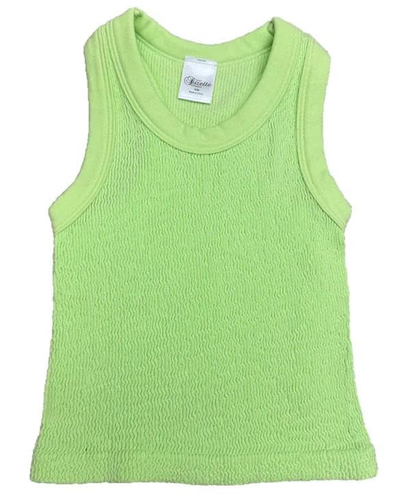 Girls Smocking Sleeveless Tank Top Round Neck Ribbed3