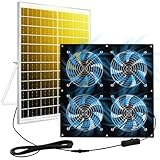 HNRLOY Solar Exhaust Fan for Chicken Coop & Powered Fan with 25W Solar Panel & 4-Pack High-Speed Brushless DC Fans, Solar Shed Ventilation Fan for Greenhouses,Attics, Barns & Dog Houses