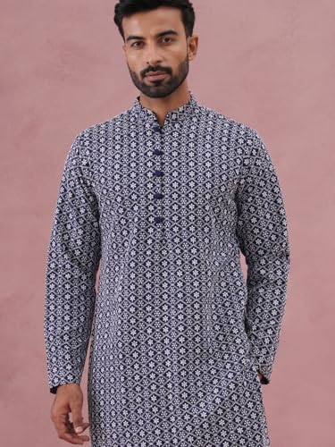 Image of Jompers Floral Embroidered Kurta With Churidar (Blue, L)