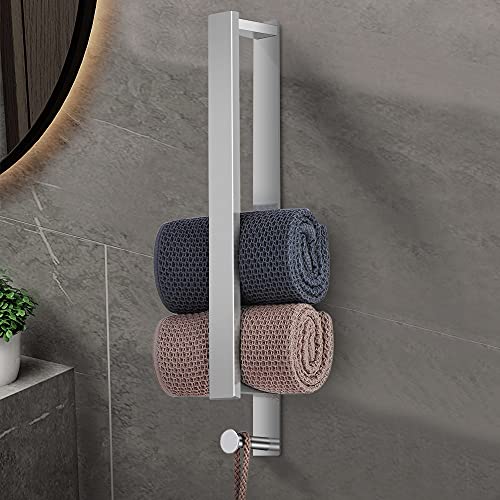 MEIJO Porte-Serviettes sans Perçage, Porte Serviette Acier Inoxydable pour Salle de Bains, Porte-Serviettes pour Invités, 40CM (Argent) Cover