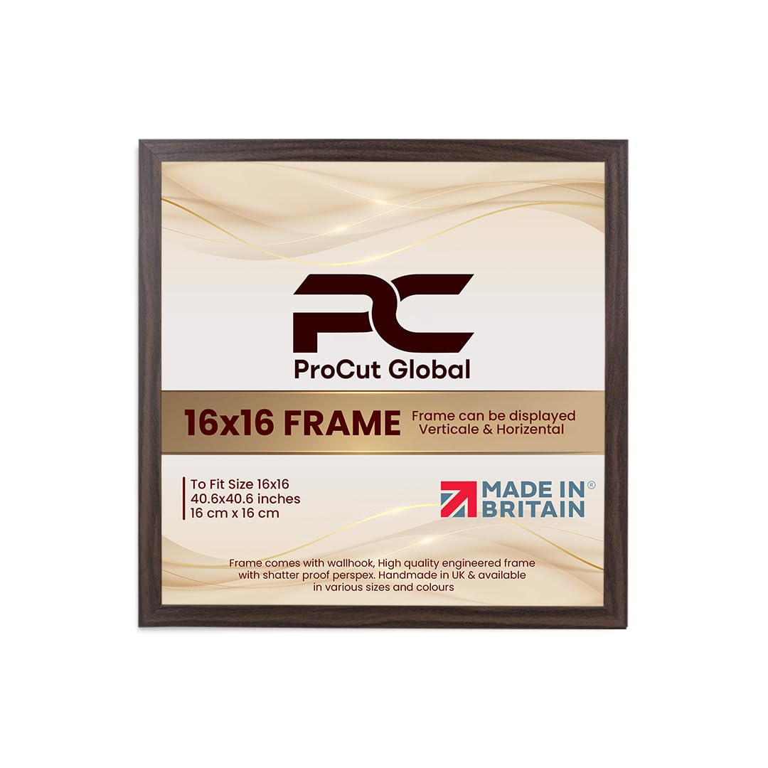Procut Global 16X16 Walnut Picture Frames – Sleek Wooden Photo Frame with Shatterproof Perspex for Wall or Tabletop – Perfect for Posters, Certificates, Prints–Multiple Sizes & Colors Available — image 1
