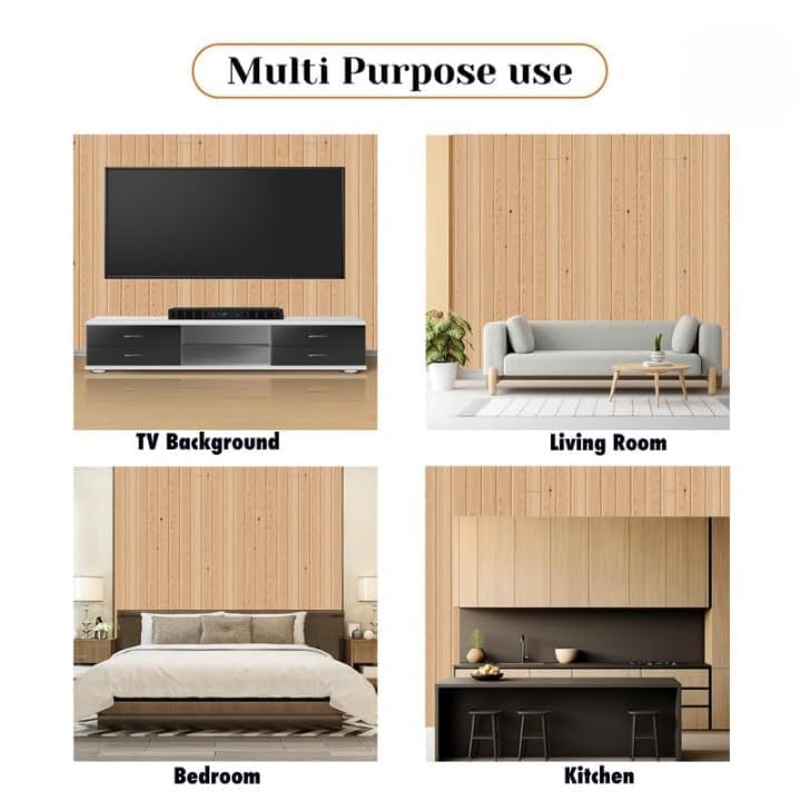 Image of Classic Wooden Design Wallpaper Self Adhesive Grain Wood Styled Wall Panels Peel & Stick Wall Tiles Waterproof Anti fouling Wall Sticker for Home Decor (70cmX70cm)