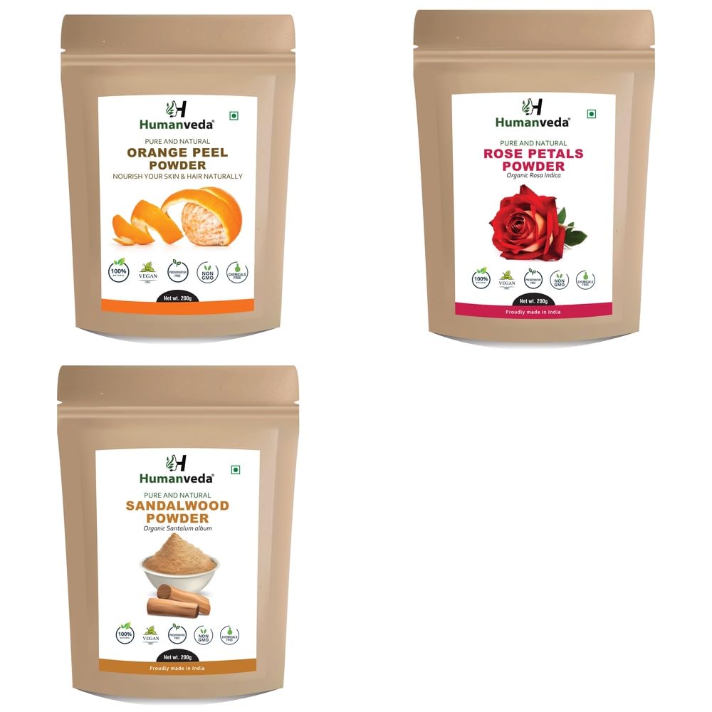 Pure Orange Peel Powder, Rose Petal Powder and Sandalwood Powder Combo Pack for Comprehensive Hair Care and Radiant Glowing Skin Rejuvenation Ayurvedic Product and Natural Organic and S-image-49