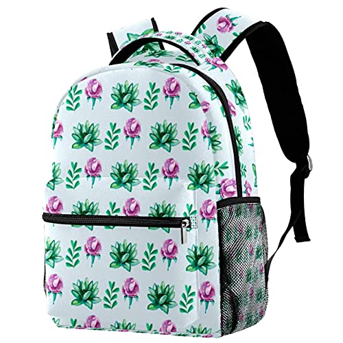 Sac à dos décontracté à fleurs vertes pour femme avec grand volume