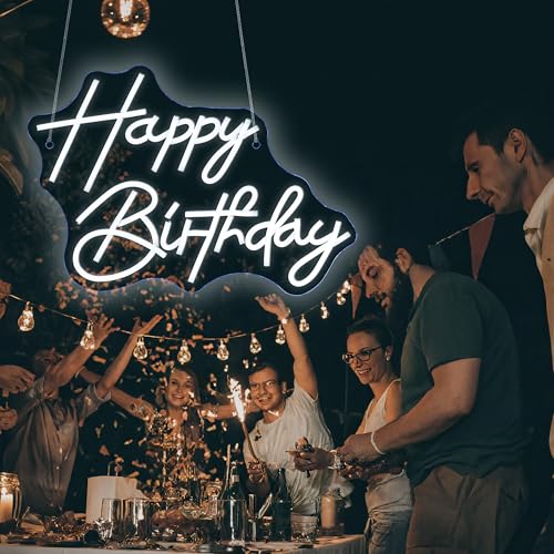 Image of Happy Birthday Neon Sign Dimmable Led Neon Lights Happy Birthday Party Neon Signs for Wall Decor USB Powered Led Neon Signs for Room Decoration