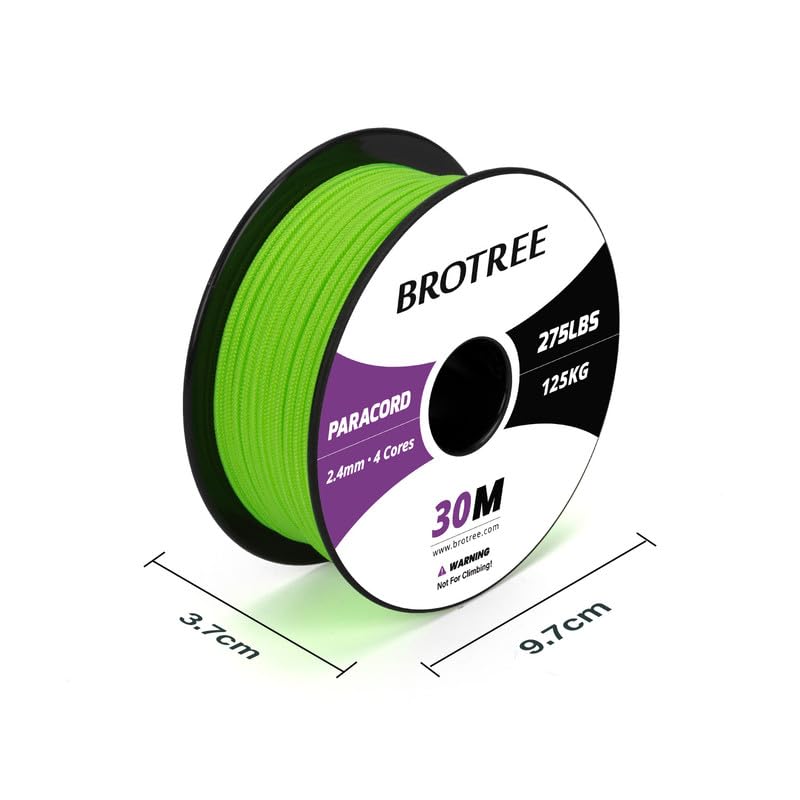 Brotree 275 Paracord 2.4mm Tactical Cord 30M Nylon Rope 4 Strands Parachute Cord for Outdoor Craft, DIY - Image 2