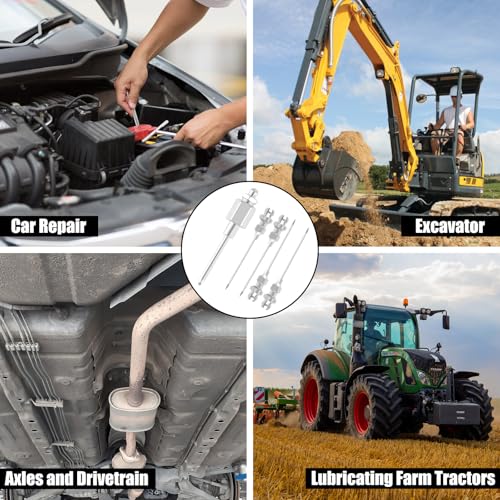 Image of 5Pcs Grease Gun Needle Nozzle Kit,Include 4Pcs 1 /8 Inch 18G NPT Threads Grease Gun Needle Tips and 1Pcs Narrow Grease Needle Dispenser for Injecting Grease into Small and Confined Spaces