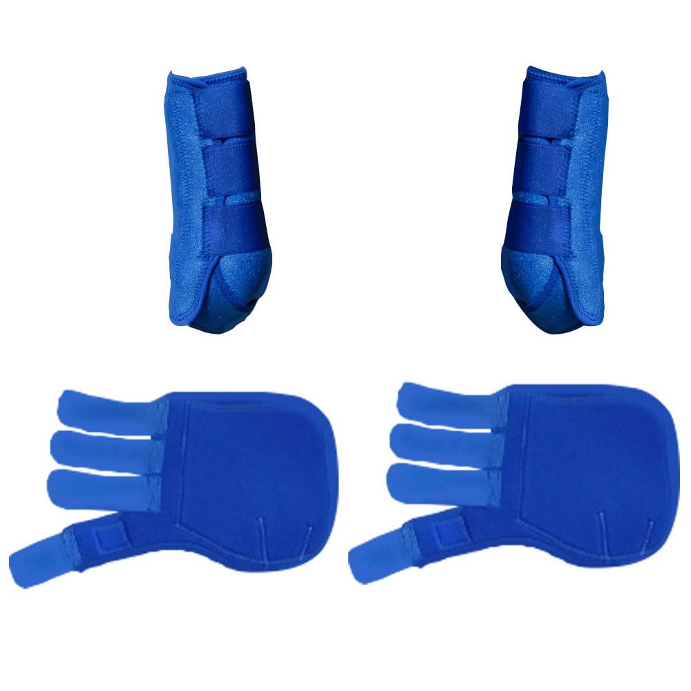 Horse Leg Boots, Breathable Jumping Brushing Boot High-stretch Fabric Leg Protection Horse Boots Set of 4 for Horse Jumping Riding Eventing (M-Blue)