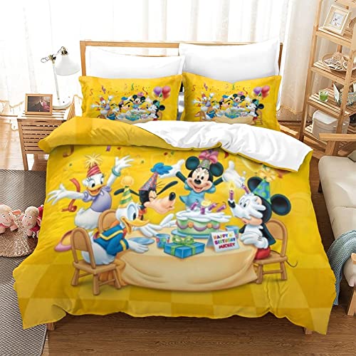 Funda Nórdica De Mickey Mouse Juego De Cama con Estampado De Dibujos Animados De Mickey En 3D Juego De Edredón De Microfibra De 3 Piezas con Almohada Vergüenza para Adultos Y Adolescentes King Size