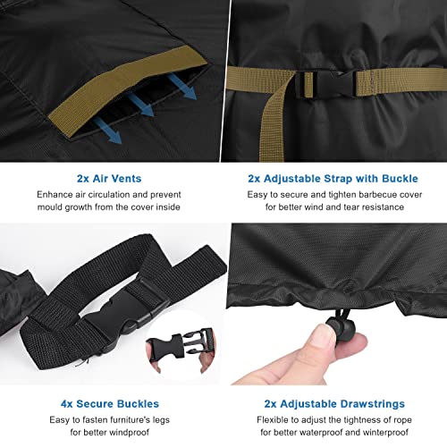 VANSHEIM Grill Barbecue Covers,Large Grill Cover,Outdoor BBQ Cover Waterproof,Anti UV,Heavy Duty Oxford Fabric for Weber,Brinkmann,Outback and Char Broil Grills 117x65x117cm - Image 4