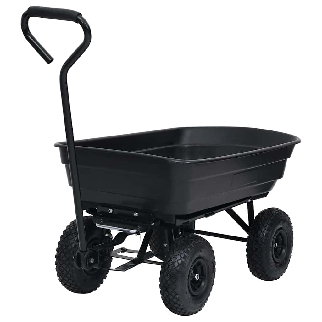 Carrello Carrello da Giardino 300 kg 75L Carrello Carriola con Telaio in Acciaio Pneumatici e Meccanismo di Ribaltamento Nero per Giardinaggio