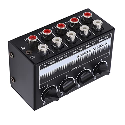 Yctze Stereo Mini Mixer Controlador de Señal de Audio Pasivo - Hub de 4 Canales para Rendimiento al Aire Libre con Control de Volumen, 4 Entradas y Salidas miniatura 5