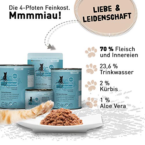 catz finefood N° 13 Hering & Shrimps Feinkost Katzenfutter nass, verfeinert mit Kürbis & Aloe Vera, 16 x 85g Beutel