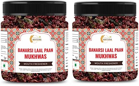 Organic Nature Banarasi Laal Paan Mukhwas [Mouth Freshener, Digestive, After-Meal Snack] [Jar Pack] (600 Grams (Pack of 2 of 300 Grams))