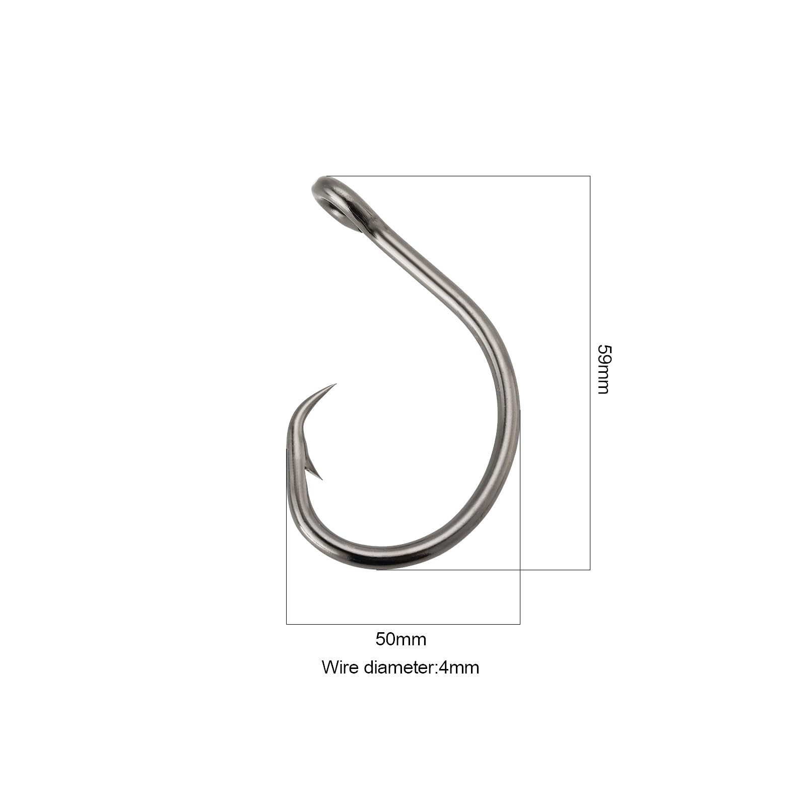 ECSiNG 10Pcs Fishing Hooks 12/0 Circle Hooks Saltwater Fishing Hooks Big Game Hook for Tuna Halibut Bass Cod Black Nickle Coating - Image 4