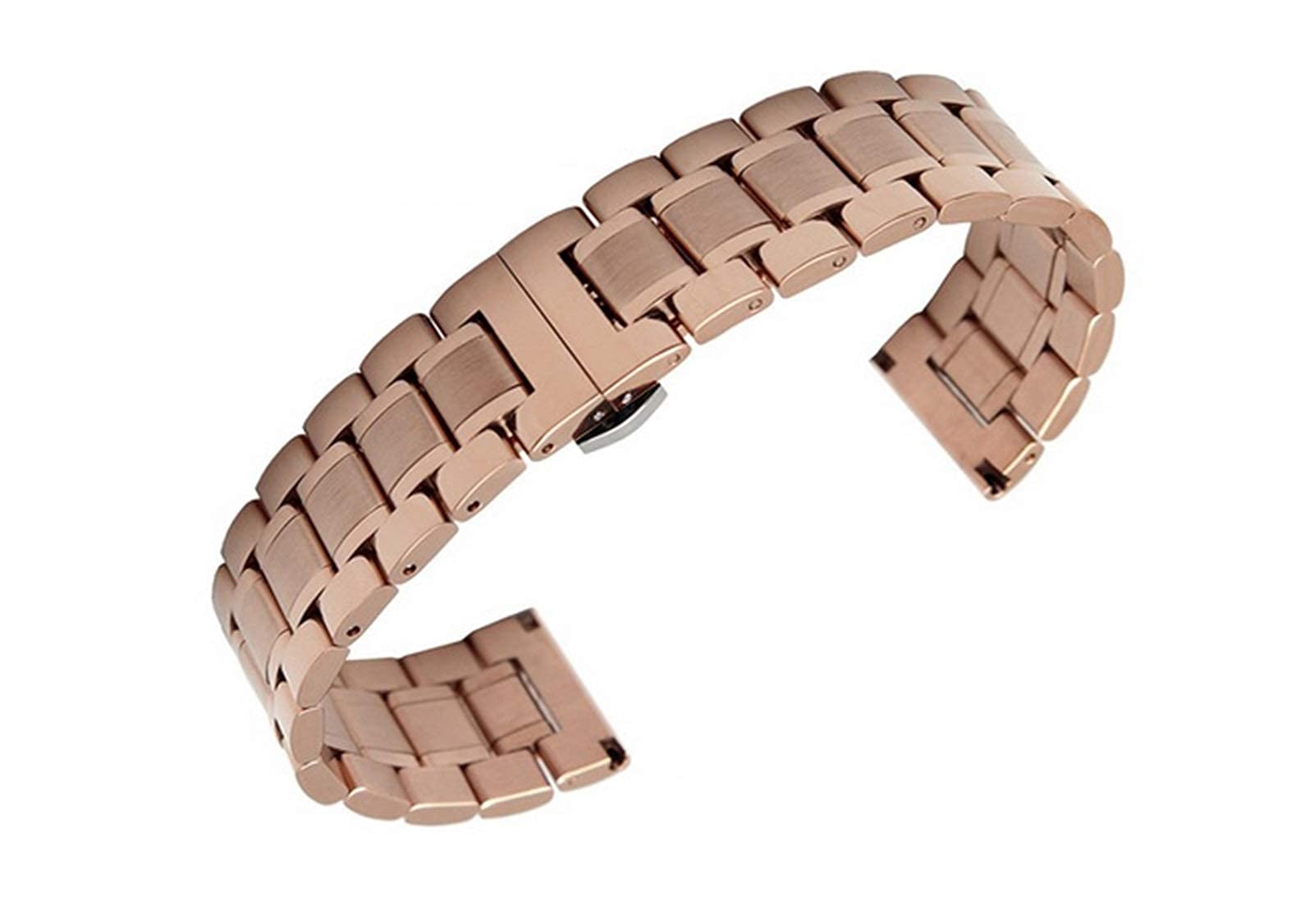 QHQQXN Correa de Reloj, Correa de Acero Inoxidable 18mm 22mm 24mm Correa Pulsera Hebilla de Mariposa Oro Rosa Plata