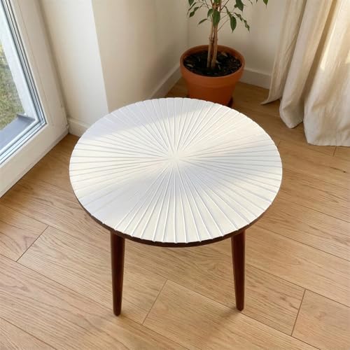 Image of Arvix Store Wooden Round Coffee Table, Easy-to-Assemble Home Decor Bedside Table, Nightstand Coffee End Table for Living Room, Small Space (Brown White)
