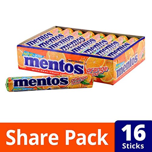 Image of Mentos, Orange Flavour, Chewy Candy Stick Pack, 655.2 g - Pack of 18