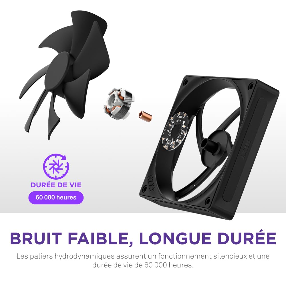 Ventilateur PC NZXT F120Q 120mm - Silencieux, Paliers Hydrodynamiques, Commande PWM