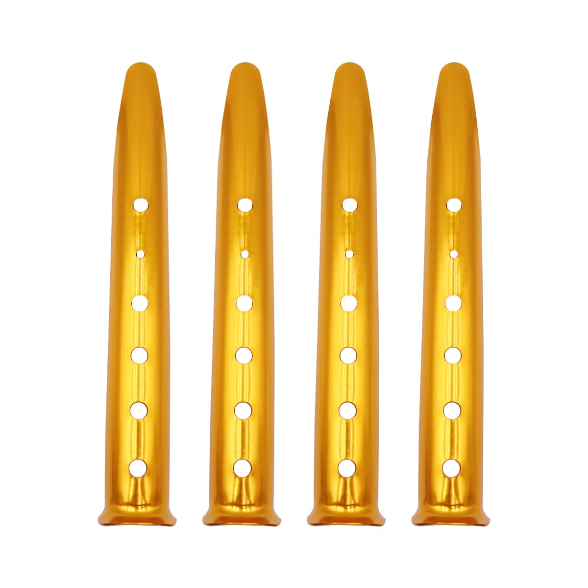 Teron 6 Pcs Tent Pegs Aluminum Alloy Heavy Duty Sand Pegs Snow Tent Stakes for Beach Shade Canopy Camping Hiking Backpacking (Gold- 31cm)