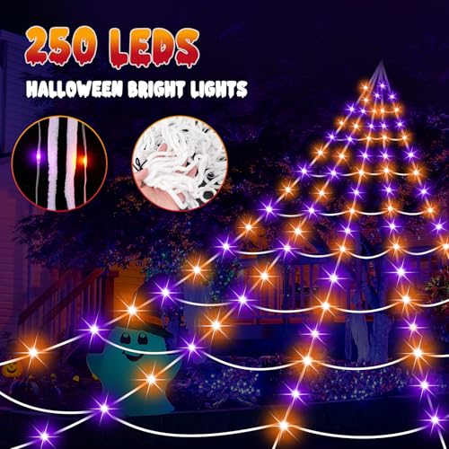 Halloween Decorations Spider Web Lights, 250 LED 16.4Ft Light Up Spider Web — view 2