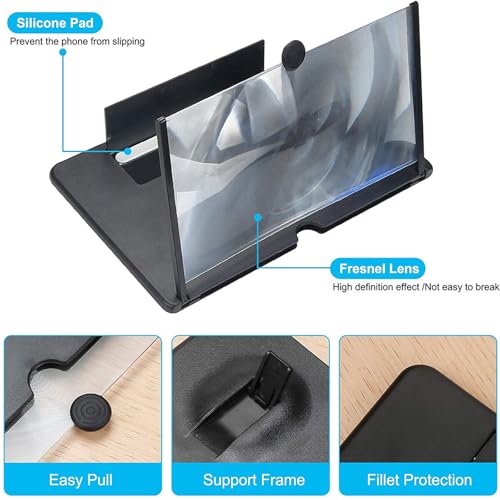 Image of Mobile Phone Screen Magnifier, 2026 New 3D HD Screen Magnifier for Cell Phone, Foldable Pull Out Big Screen Phone Amplifier for Movies, Videos & Gaming Compatible with All Phones (Red, 12 in)