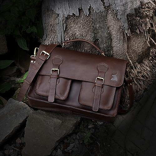 Leather Messenger Bag For Men, Vintage Handmade Laptop Briefcase and Shoulder Bag for Men - Image 4