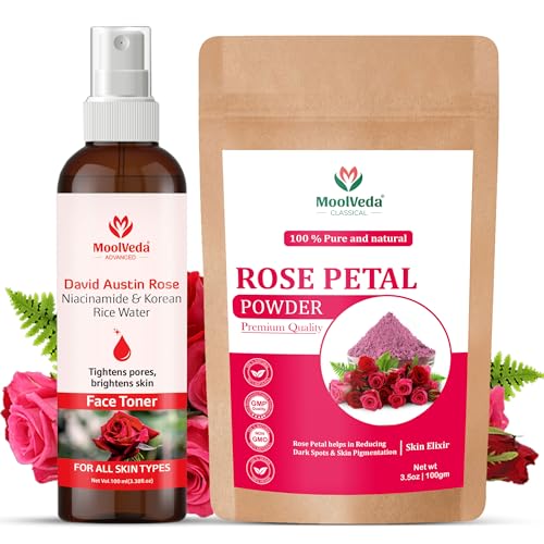 Image of Rose Petal Powder 100gm & Davis Austin Rose Face Toner 100ml Combo