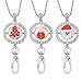Souarts Womens Christmas Office Lanyard ID Badges Holder Necklace with 3pcs Snap Charms Jewelry Pendant Clip (Red)