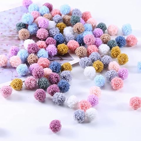 HERZWILD Pompons 100pcs Colorful Bomb Balls Fluffy Plush Balls Pom Pom Set for Crafting DIY Creative Craft (A-1.5cm) Cover