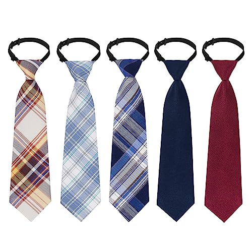Sucrain Lot de 5 cravates pré-nouées réglables pour garçon pour mariage, remise de diplôme, uniforme scolaire, jaune, 28 cm