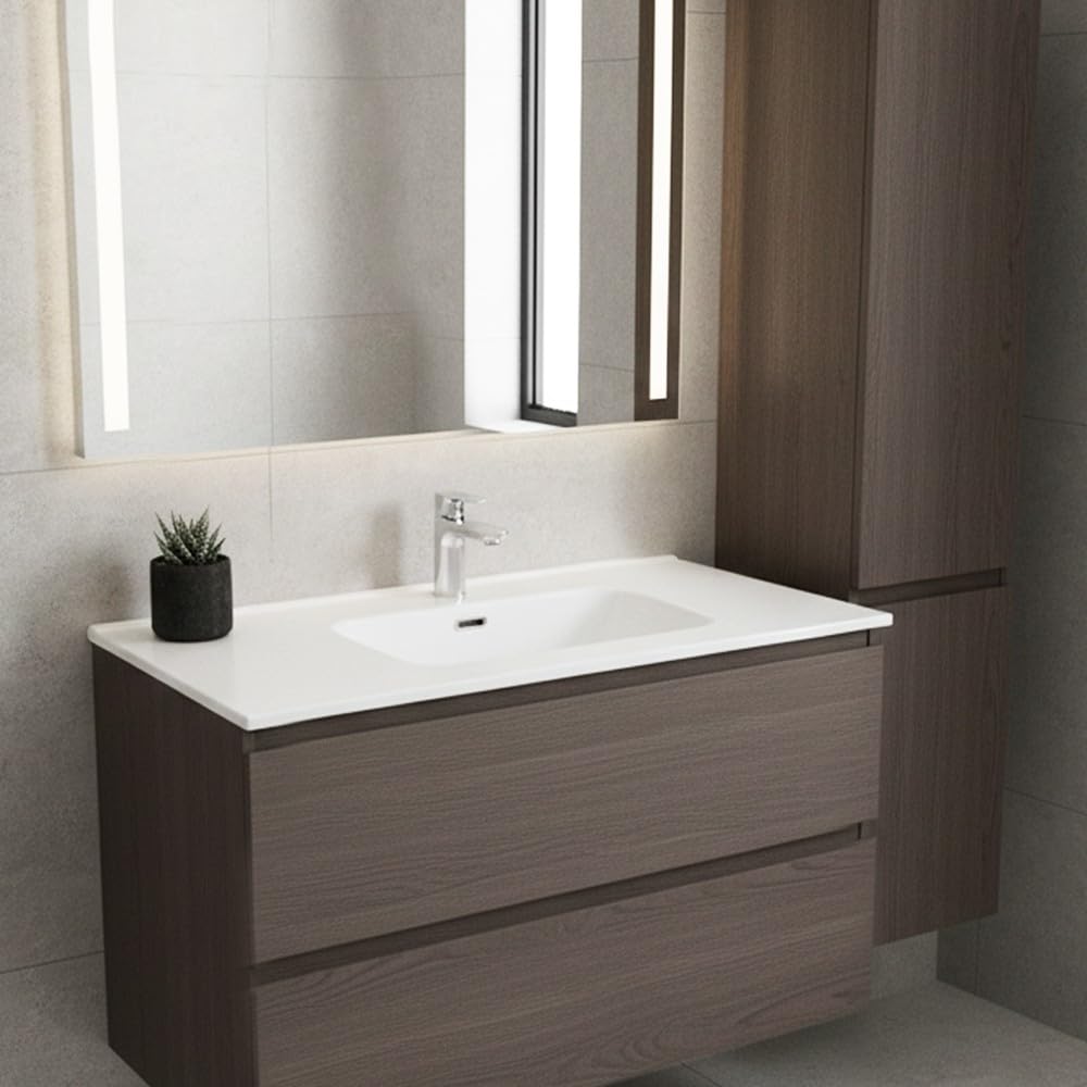 Lavabo da Appoggio Consolle in ceramica 1 vasca 101x46.5 cm. colore Bianco Lucido