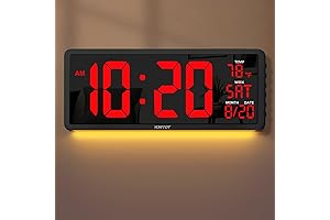 16” Large Digital Wall Clock: Remote Control, Customizable Display