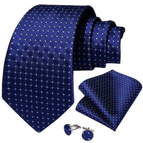 Set de corbata 8cm para hombre con pañuelo y gemelos