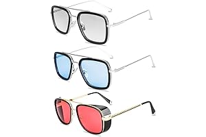Glasses Tony Stark: Vintage Aviator Square Metal Frame Sunglasses for Men and Women