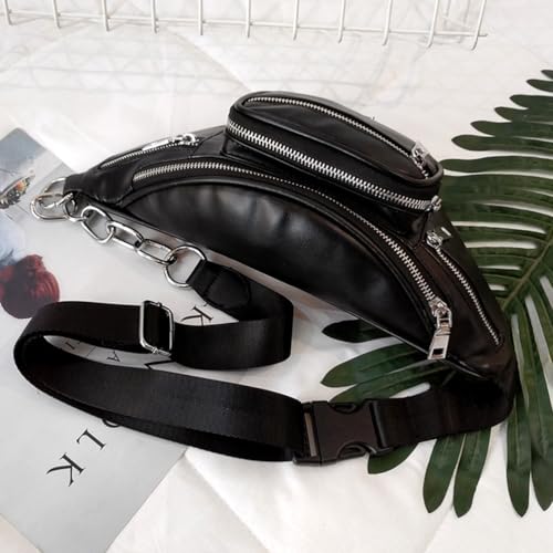 VALICLUD Black Purse Black Purses Tele Chain Purse Black Gym Bag Crossbody Wallet Purse Sports Bag Leisure Bag Shoulder Bag Messenger Bag Pu Leather Chain Bag One Shoulder4