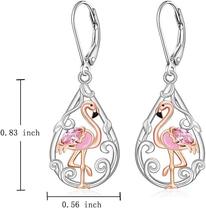 Flamingo Earrings for Women Sterling Silver Bird Pink Flamingo Dangle Earrings Jewelry Valentine Christmas Birthday Mothers Day Gift - Image 6