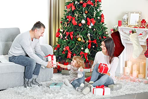 Kunyida Pack 4, Unique Burgundy And Ivory White Knit Christmas Stockings 14" #TOP3