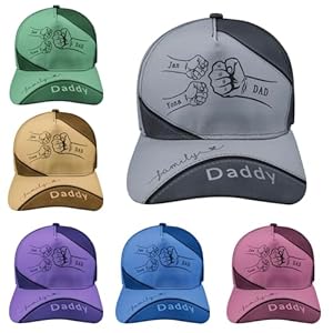 Custom Gifts for Father’s Day – Personalized Fist Bump Baseball Cap, Customize Hats Gift for Men Dad Grandpa PaPa Husband