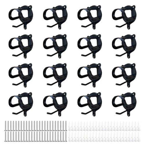 Merkaunis 16 Counts Horse Bridle Racks Horse Tack Storage Halter Bridle Hooks Bridle Holder Metal Bridle Bracket Hanger Metal Bridle Holder with Tubes and Screw for Horse Barn Supplies Black