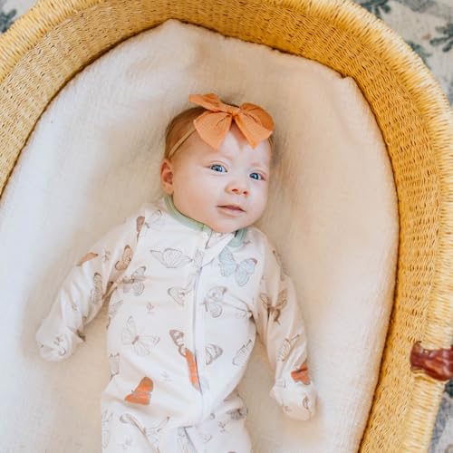 Image of Copper Pearl Zip-Up Footie Baby Pajamas - Soft Newborn Onesies for Boys & Girls, Tag-Free with Two-Way Zipper Baby Sleepers for Newborn - 24 Months, Luna