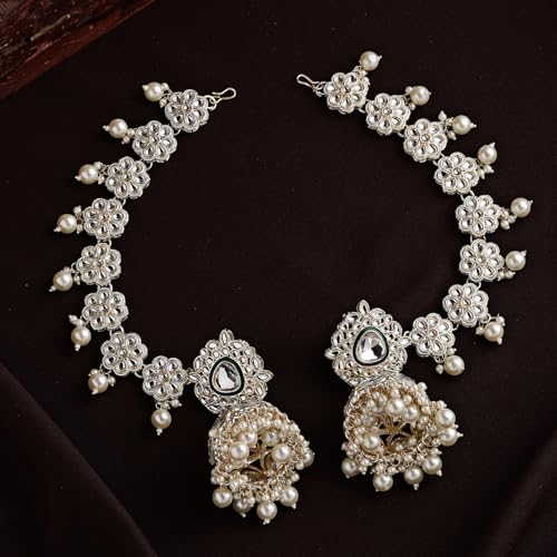 Image of Shining Diva Fashion Stylish Pearl Chain Traditional Jhumki Set Earrings for Women