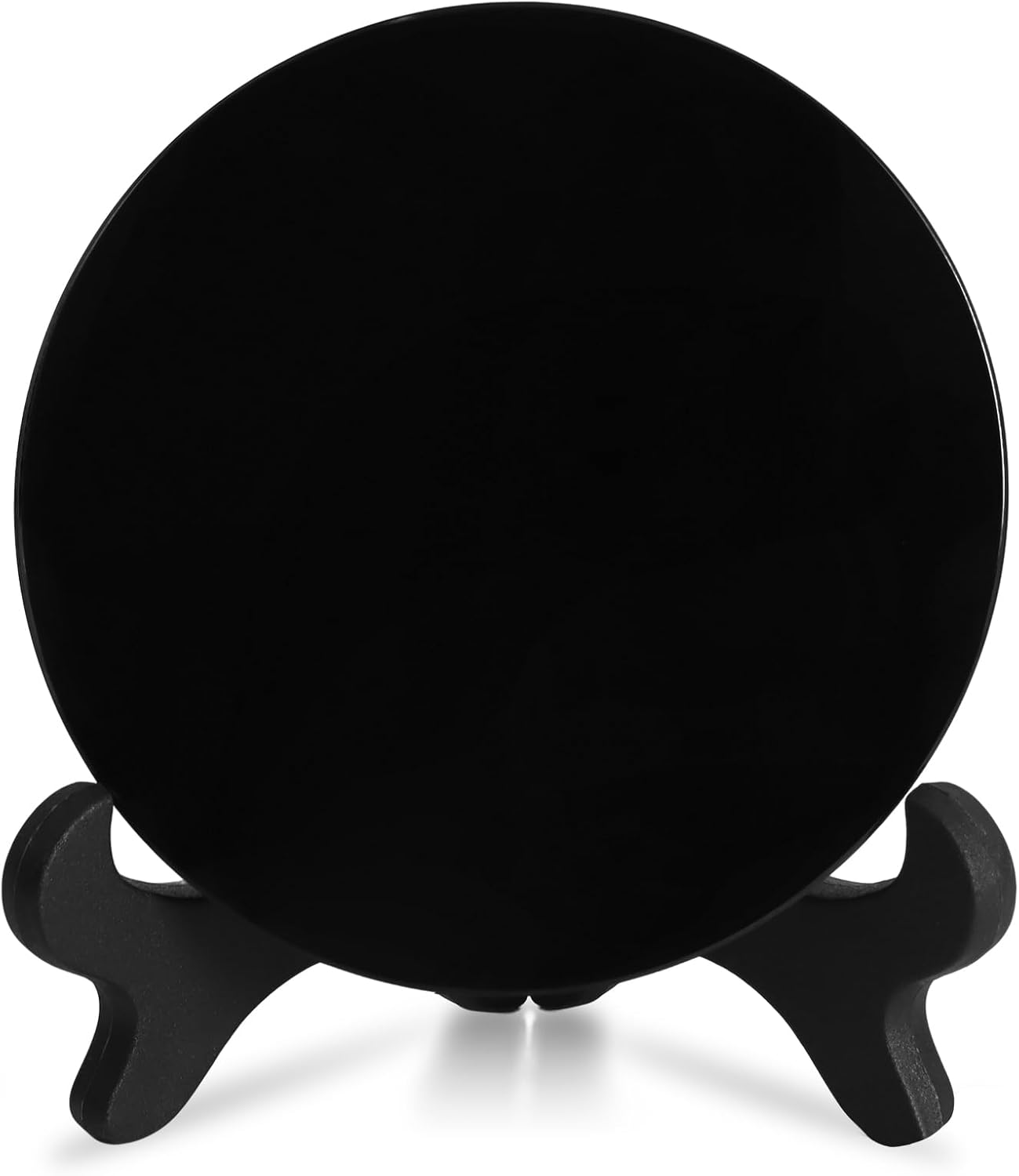 Black Obsidian Scrying Mirror, Black Obsidian Feng Shui Mirror with Stand and Storage Pouch, Suitable for Meditation, Healing and Divination. (120mm(4.72In))