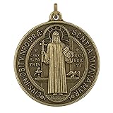 Deluxe 2' Saint Benedict Medal by Venerare` (Antique Brass)