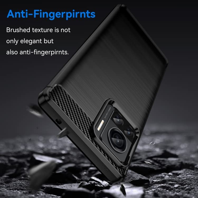 Image of NPRC Hybrid Ultra Slim Protective Case TPU Non-Slip Carbon Fiber Texture Shockproof Case Cover for Moto Edge 30 Ultra - Black