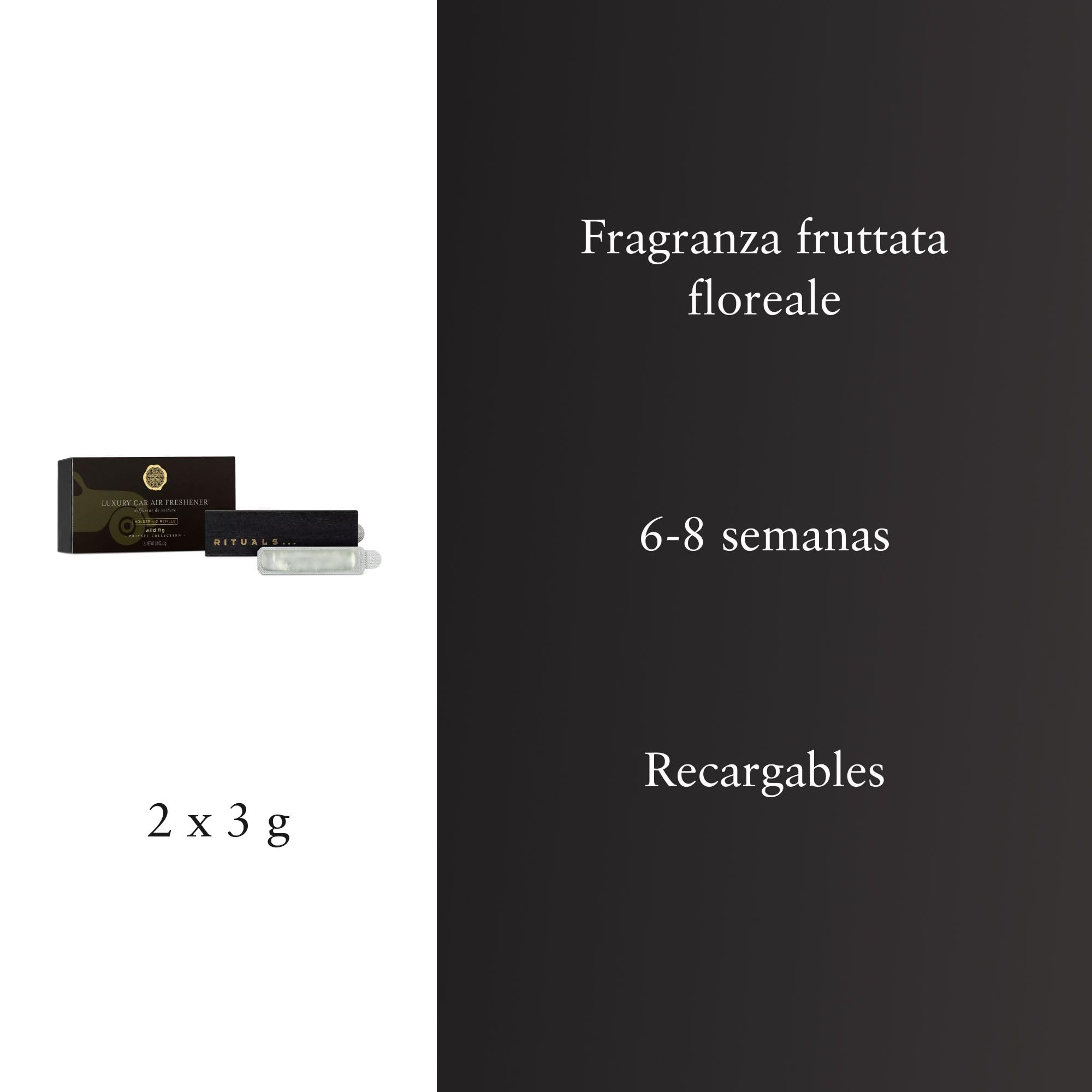 RITUALS Auto Lufterfrischer Wild Fig – Luxus Parfüm aus der Private Collection – Hält Ihr Fahrzeug monatelang frisch – Passt in jedes mit wiederverwendbarem Holzhalter – 2 x 3g