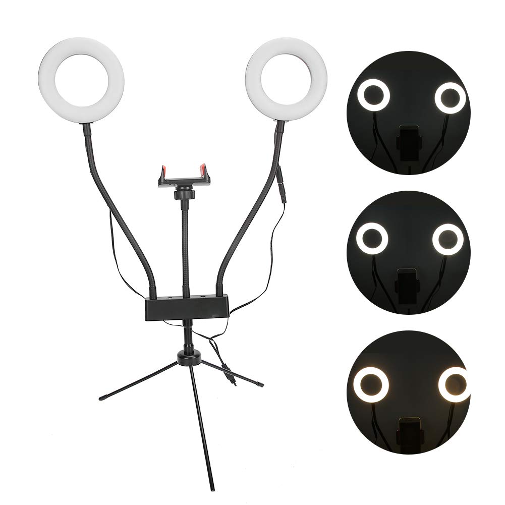 Anello Luminoso per Selfie, Luce di Riempimento con Temperatura Colore Regolabile 5 Pollici, Supporto per Treppiede con Alimentazione USB per Telefono Cellulare in Streaming Live in Studio